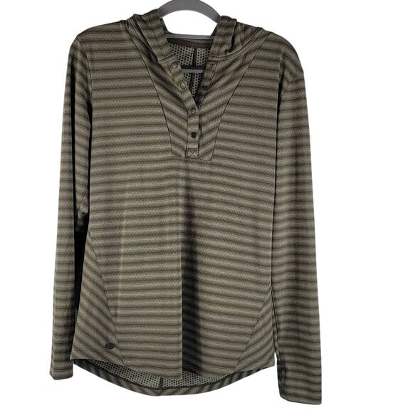 Outdoor Research Keara Hoodie Brown Gray Striped Long Sleeve Women Top M - Picture 1 of 6